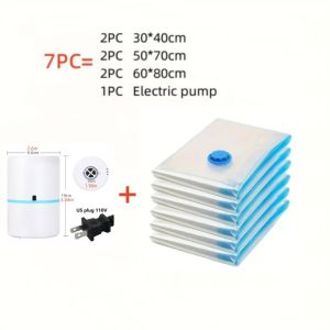 7/9 PC Compression Bag Electric Pump Travel Vacuum Bag Pump Mini Vacuum Sealant Machine Food Space Saving Food Organizer
