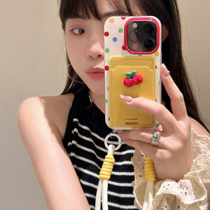 เคสโทรศัพท์มือถือแบบนุ่มป้องกันการตกหล่นพร้อมสายรัดลูกแพร์ Cherry Sweet Sister สำหรับ Apple 16Plus 14Plus 13Pro 12Promax IP11 XS 8P 15Pro