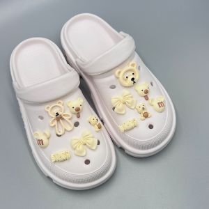 12Pcs/Set Crocs Charms Shoe Flower Milk Tea Cartoon Shoe Buckle Clogs Decoration for Crocs