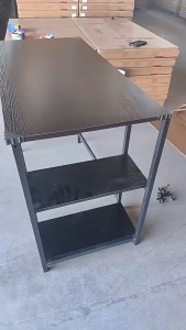 Rustic Desk with Shelves Organizer Sturdy Desks with Storage Cabinet Wood Computer Table with Sturdy Metal Frame for Office Bedroom Small Spaces
