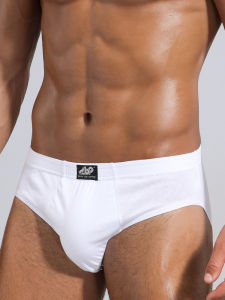 [2 Pack] Men Pure Cotton Pure White Briefs Mens Shorts Underpants Low Waist Full Cotton Underwear plus Size New