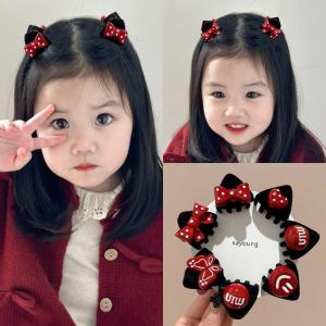 Cute Red Cat Hair Claw for Girls Princess Forehead Clip Childrens Side Ear Clip Adorable Headwear Hair Accessories for Kids
