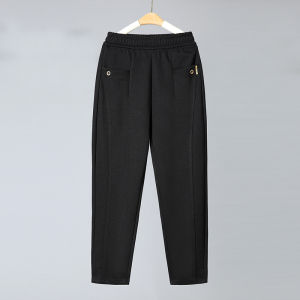 Mom Pants Womens Autumn and Winter Trousers Elastic High Waist Velvet Padded Casual Pants Middle-Aged and Elderly Womens Pants Woolen Harem Sweatpants Thick