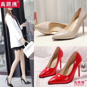 Ladies Large Size Red Sole High Heels Slim Heel Pointed Toe Wedding Photoshoot Waterproof Platform White Black Head Cover Elegant