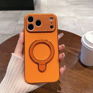 Magnetic for iPhone 13 14 15 16 17 Pro Max 14 15 16 Plus 16E 17 air Leather CaseInvisible Stand [Compatible with Magsafe] Slim Kickstand Phone Cover