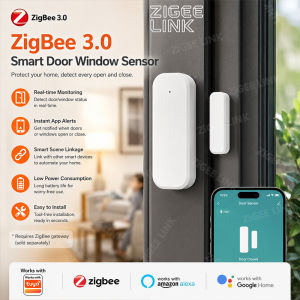Zigbee3.0 Door Window Security Detector Wireless Magnetic Open Close Burglar Alarm Tuya Smart Life Real-Time Reminder Voice Link