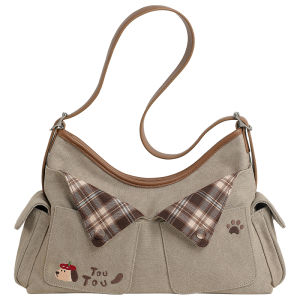 TOUTOU | Canvas Large Capacity Multiple Pockets Tote Bag