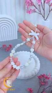 Lanyard Tali Gantungan Gelang Strap HP Phone Charm Handphone Device Kamera Handmade Macaron Candy Lanyard Full Warna Korean Style Estetik Bracelet Beads Pearls Mutiara Jelly Ribbon Pita Star Bintang