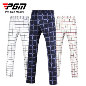 PGM Golf Pants New Style Sport Casual Plaid Men Pant Waterproof Stretch Quick Drying Fabric Breathable Mid Waist Trousers