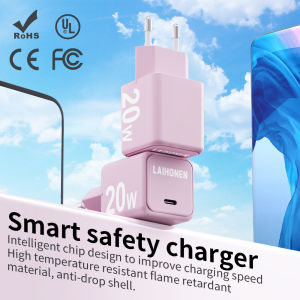 Pink 20W USB C Europe Plug Adapter for iPhone 14 14 Pro14 Pro Max 14 Plus13 12 11 XS XR X for Travel USBC Charger for Europe