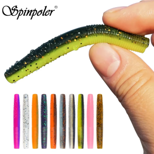 Spinpoler Fat Worm Senko Finesse Tpr Ned Worm Rig 2.75" Stickbait Soft Fishing Lures Swim Bait 14pcs With Box Swimbait Bass Pike