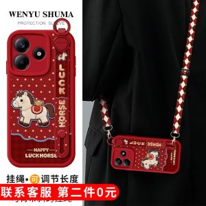 Elegant Dots Horse Pattern Phone Case with Lanyard Drop Protection Shoulder Strap Wristband and Stand For Redmi Note15