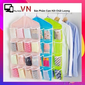 TÚI TREO ĐỒ LÓT 16 Ngăn - Túi Treo Nhiều Ngăn (Ô) Đựng Đồ Lót Quần Áo Lót Tất Vớ Đồ Dùng 2 Mặt Chống Bụi - Có Móc Treo Tiện Ích