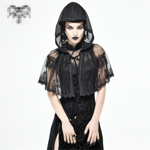 Womens Dress Rock Fashion Cool Tops New Arrival Dark Lace Flower Dark Series Short Hood Shawl Fashion