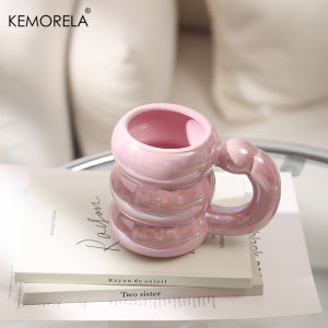 KEMORELA แก้วเซรามิคพร้อมที่จับน่ารักวงกลม Bubble Design ถ้วยกาแฟสําหรับอาหารเช้านมชาน้ําไมโครเวฟปลอดภัยเครื่องดื่มน้ํา