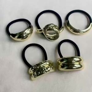 1Pc gold and silver womens alloy hair rope single and double layered ponytail tied hair rubber band hair rope hair loop