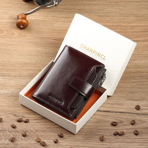 [Da da bò chính hãng & 16 khe cắm thẻ] Ví nam bán chạy sang trọng thương hiệu CHANPINCL chính hãng Da bò lớp đầu tiên giấy phép lái xe dọc ví da ngắn chính hãng kẹp Ví Đựng Thẻ đa chức năng