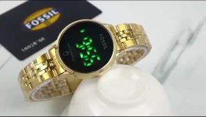 Paket Box Exclusive + Paperbag + Kartu / Jam Tangan FOS Bulat LED VA-858HR / Jam Tangan Fashion Wanita Tali Rantai Diameter 36 cm