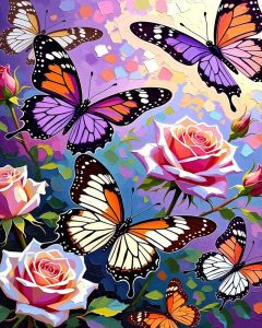 Huacan DIY Bộ Tranh Sơn Dầu Kỹ Thuật Số Bướm Hoa Hồng Tô Màu Theo Số Trang Trí Treo Tường Quà Tặng Cho Người Lớn Người Mới Bắt Đầu Nghệ Thuật Tiếp Liệu