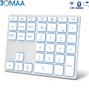 JOMAA | JOMAA RGB Backlit Wired&Wireless Number Keyboard2.4G&Bluetooth Rechargeable Number PadFor Laptop Macbook