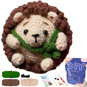 1pc Hedgehog Crochet Material Package Cute Crochet Stuffed Animal Kit Birthdays Gift Crochet Kits for Gift