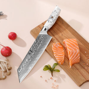 SHANGDAO 67 Layer Damascus Steel 8 Inch Kiritsuke Knife Premium Kitchen Slicing Knife Full Tang Ink and Wash Resin Handle