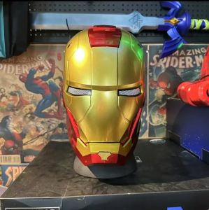 Bandai | New Hot Iron Man Helmet Mk5 Jarvis Helmet Emit Light Manual Opening Closing High Configuration Collectible Wearable Toys Gift