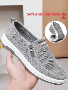 SHIPAILUO | Beijing Mens Cloth Shoes Summer Thin Anti-slip Breathable Casual Slip-on Round Toe Flat Heel Pure Color Shoe For Middle-aged And Elderly