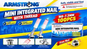 Vorsc and Armstrong Blue or Red Integrated Nail Heavy Duty Concrete Fastener | Strong Penetration Nail with Washer 100PCS / 200PCS / 400PCS