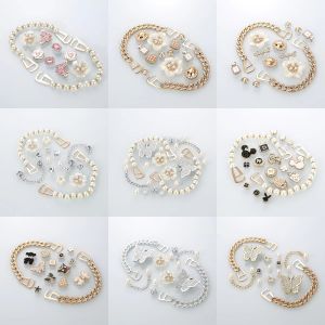 Luxury Feeling Diamond Bead Chain Cross Shoe Flower Accessory for Clog Shoes Shiny Buckle Shoe Decorations Compatible with Clog Shoes