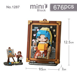 World Famous Painting Building Blocks DIY 3D Model Mona Lisa Girl Wearing Pearl Earrings Model Assembled Toy Gift Home Decor
