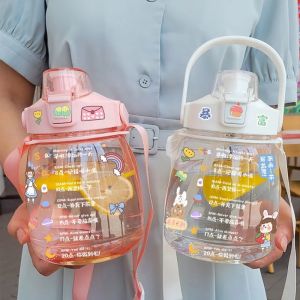 Cute Large Capacity Water Bottle with Straw