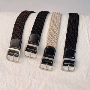 Belt K-style Women Woven Belt Women Casual Canvas Pin Buckle Belt Men Elastic Pant Belt Women