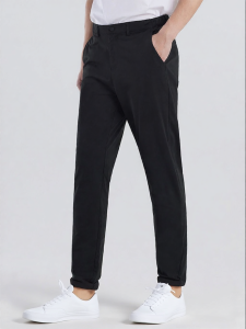Kelme | Slim Fit Straight High Waist Knitted Casual Trousers Black