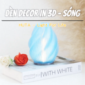 Đèn decor in 3D HUTA Light For Life SÓNG trang trí bàn làm việc góc nhỏ làm việc điều chỉnh độ sáng bảo hành 18 tháng