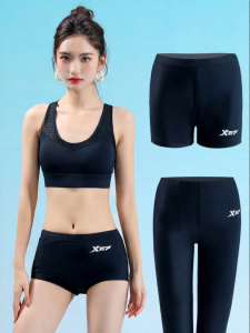 XTEP | Anti-Slippage High-Waist Concealing Abdomen Five-Inch Womens Swim Shorts