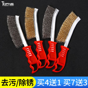 Wire Brush Industrial Copper Wire Stainless Steel Knife Brush with Handle Barbecue Oven Rust Removal Cleaning Brush Long Handle Wire Brush Steel Brush
