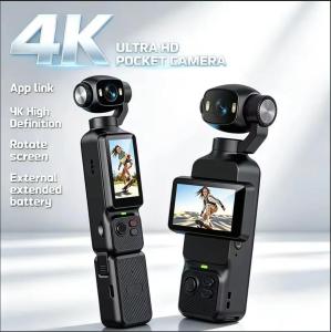 New 4K Handheld Gimbal Action Camera HD 180 Rotatable Anti Shake Pocket Vlog Camera with Fill Light For Outdoor Sports