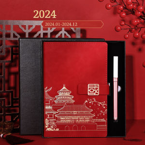 2024 Chinese style Agenda Planner A5 daily plan Notebook monthly plan Notepad Magnetic buckle Journal School Diary Note Book