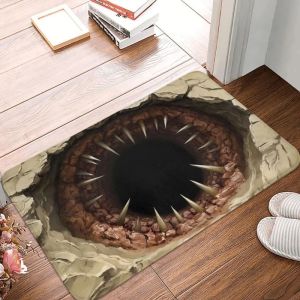 VIKAMA 3D Visual Monster-Mouthed Doormat Soft Non-Slip “Terrifying Abyss Fangs” Entryway Rug and Bathroom Doormat Home Decor