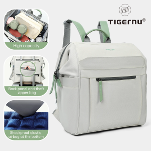 TIGERNU | Tigernu Girls Large Capacity Shockproof Laptop Bag Women Multifunctional Practical Backpack Outdoor Travel Bag Female Mochila