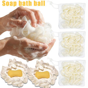 5pcs Mesh Bath Ball / 2-In-1 Bath Ball Loofah with Drawstring Closure / Soft Exfoliating Shower Sponge / Skin Care Bathing Tool