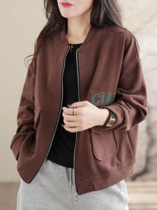 Moms Autumn Fashion Qimuyi Sweatshirt Short Jacket Womens Spring Autumn Style 2025 New Baseball Uniform Jacket Top High End Feeling