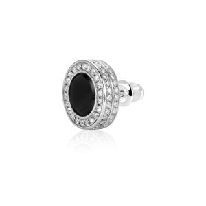 GUDUD | Full Drill Black Onyx Silver Trendy Stylish Earrings