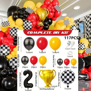 Car Garland and Arch Kitperfect for Lightning McQueen Racing Themed Birthday Parties - Including Black Red and Yellow Balloons