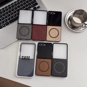 CHUBAN | Wood Grain Leather Magnetic Case For Samsung Galaxy Z Flip Fold 8 Ultra Wide 7 6 5 4 3 Shockproof Hard Protective Phone Covers