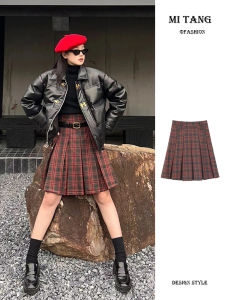 Váy Xếp Ly Kẻ Caro Cổ Điển Cạp Cao Cho Nữ Mùa Thu Váy Midi Thiết Kế Thon Gọn Váy Xếp Ly Tagkita Phong Cách Đường Phố