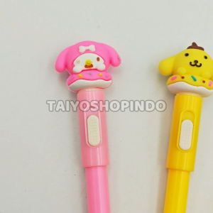 TAIYO Pulpen LED Karakter Kuromi Melody Astronot Menyala Perlengkapan Sekolah Alat Tulis Stationery
