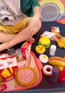 Kitchen Simulation Pretend Toys Hamburger Steak Pizza Cola Corn Fast Food Plate Set Children Pretend Play Game Toy Gift