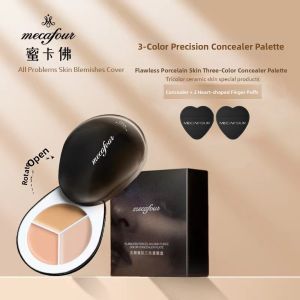Mecafour Imperfectless Porcelain Three-Color Concealer Palette Rotating Multi-Color Cover Universal Concealer Makeup Tool